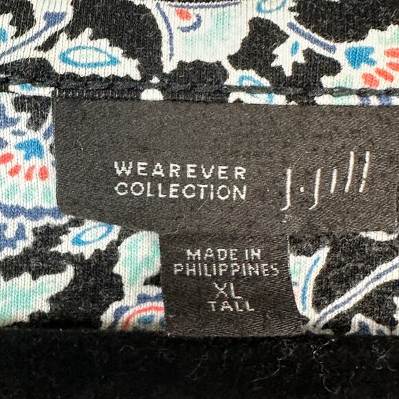 J Jill Wearever Collection Dress Women Extra Large Tall Black Floral Resort Boho - Picture 5 of 11